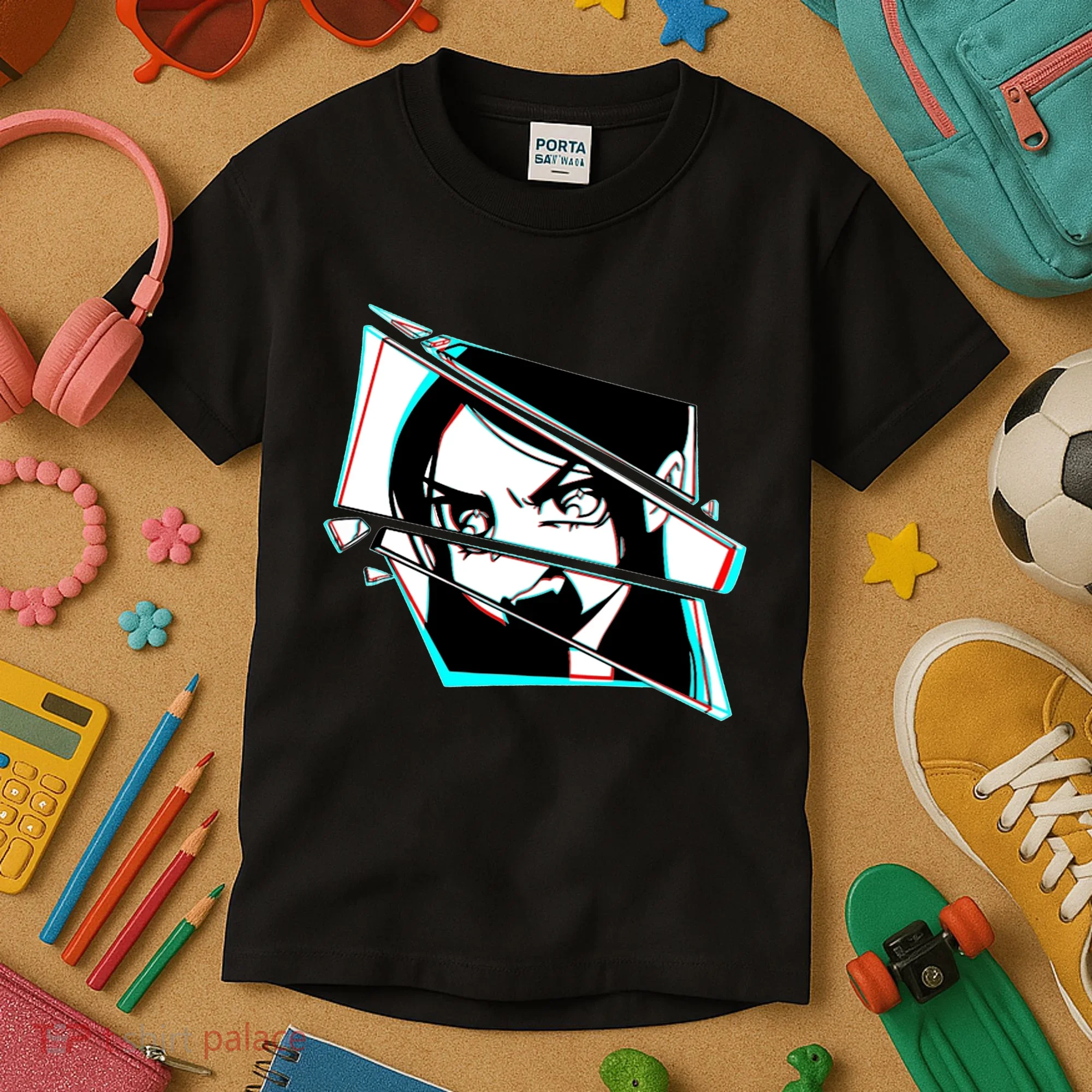Anime Eyes Broken Glass Yelling Kids T-Shirt