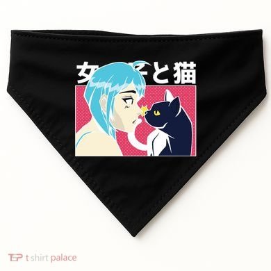 Anime Girl Cat USA-Made Doggie Bandana