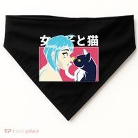 Anime Girl Cat USA-Made Doggie Bandana thumb 0