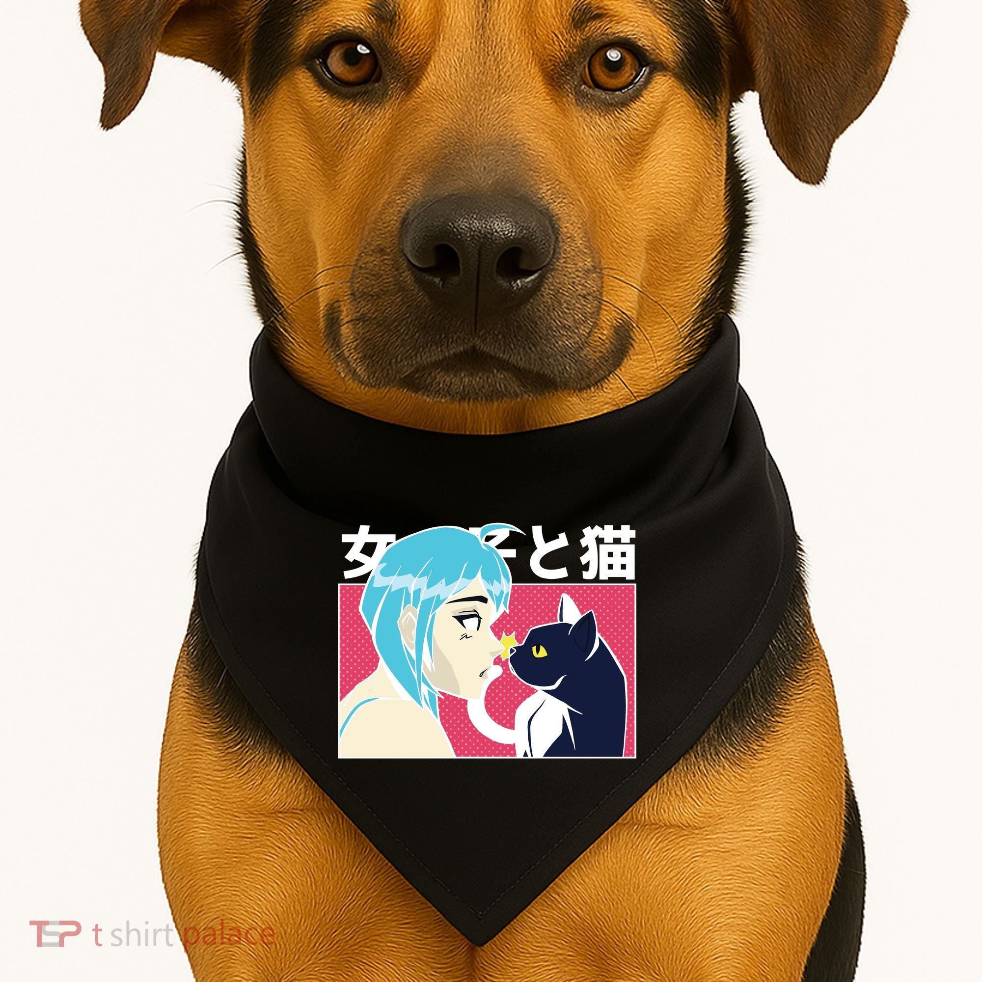 Anime Girl Cat USA-Made Doggie Bandana