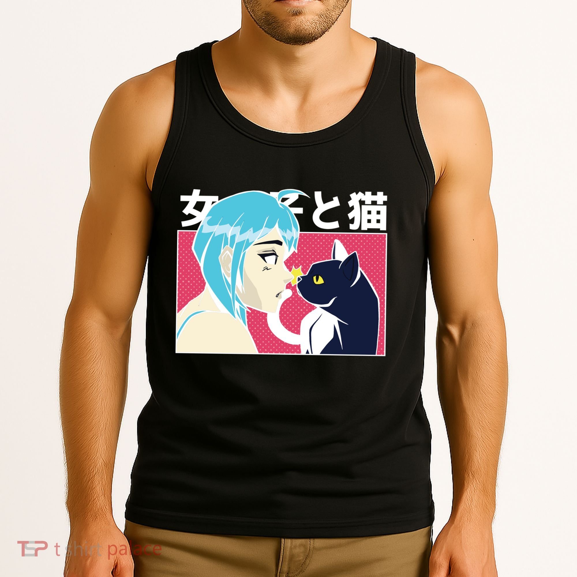 Anime Girl Cat Tank Top