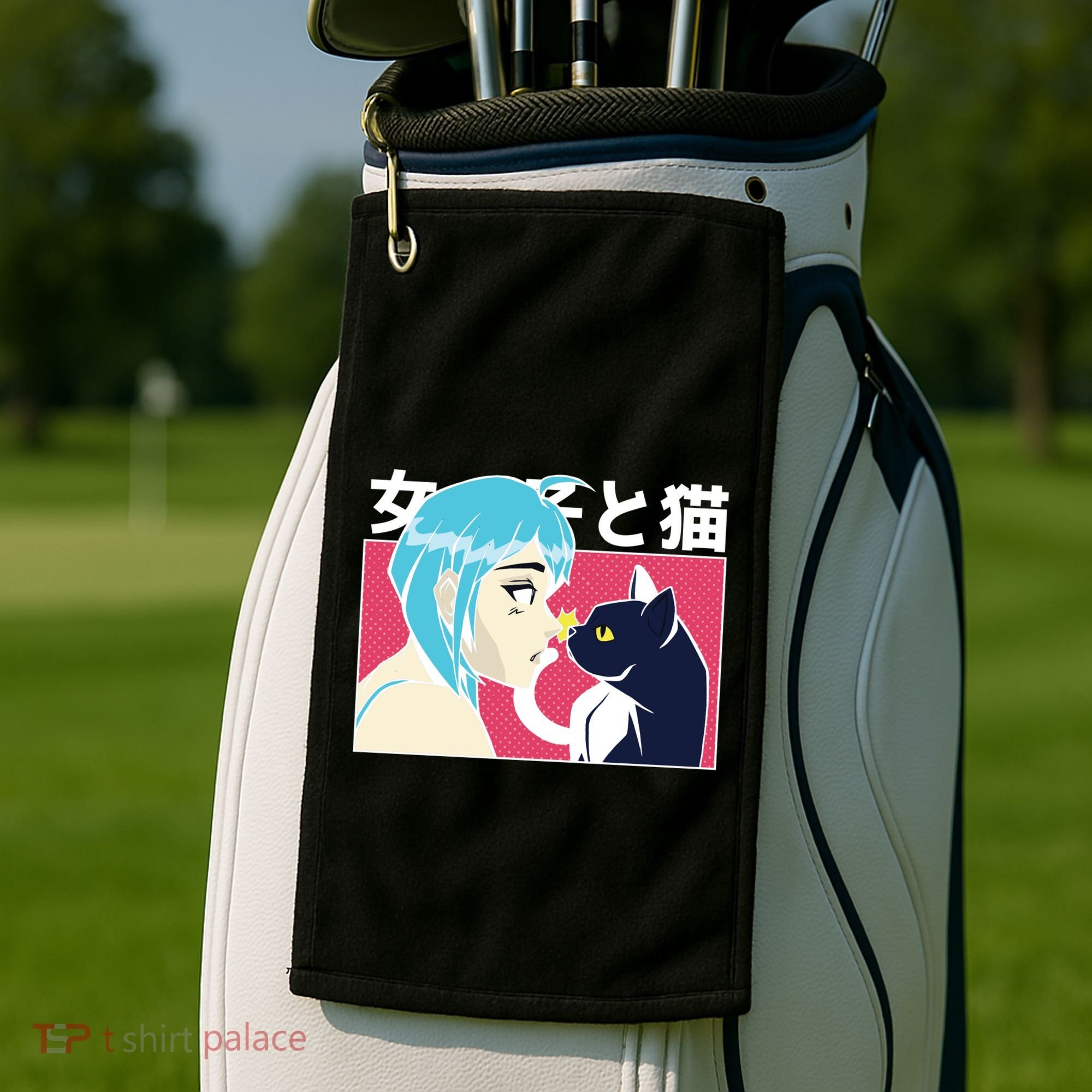 Anime Girl Cat Golf Towel