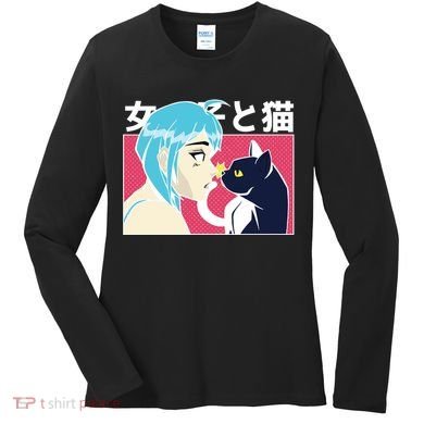 Anime Girl Cat Women's Long Sleeve Shirt