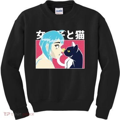 Anime Girl Cat Kids Sweatshirt