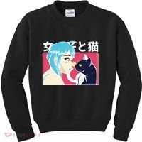 Anime Girl Cat Kids Sweatshirt thumb 0