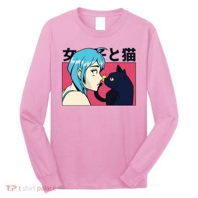 Anime Girl Cat Long Sleeve Shirt