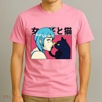 Anime Girl Cat T-Shirt thumb 3