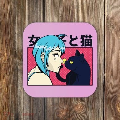 Anime Girl Cat Coaster