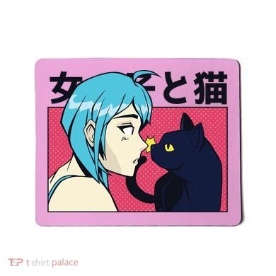 Anime Girl Cat Mousepad