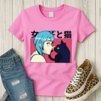 Anime Girl Cat Women's T-Shirt thumb 3