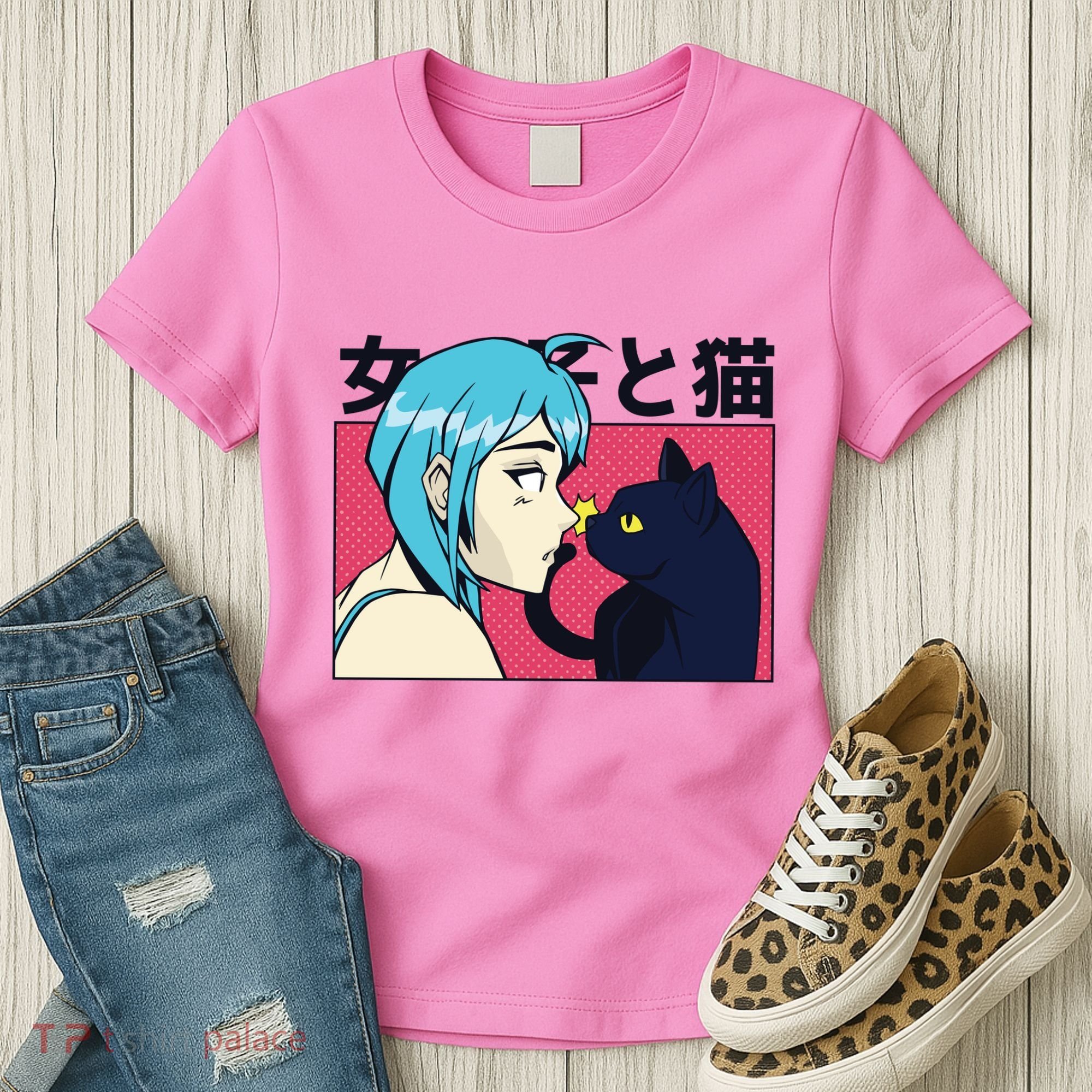 Anime Girl Cat Women's T-Shirt