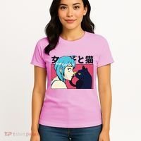 Anime Girl Cat Women's T-Shirt thumb 4