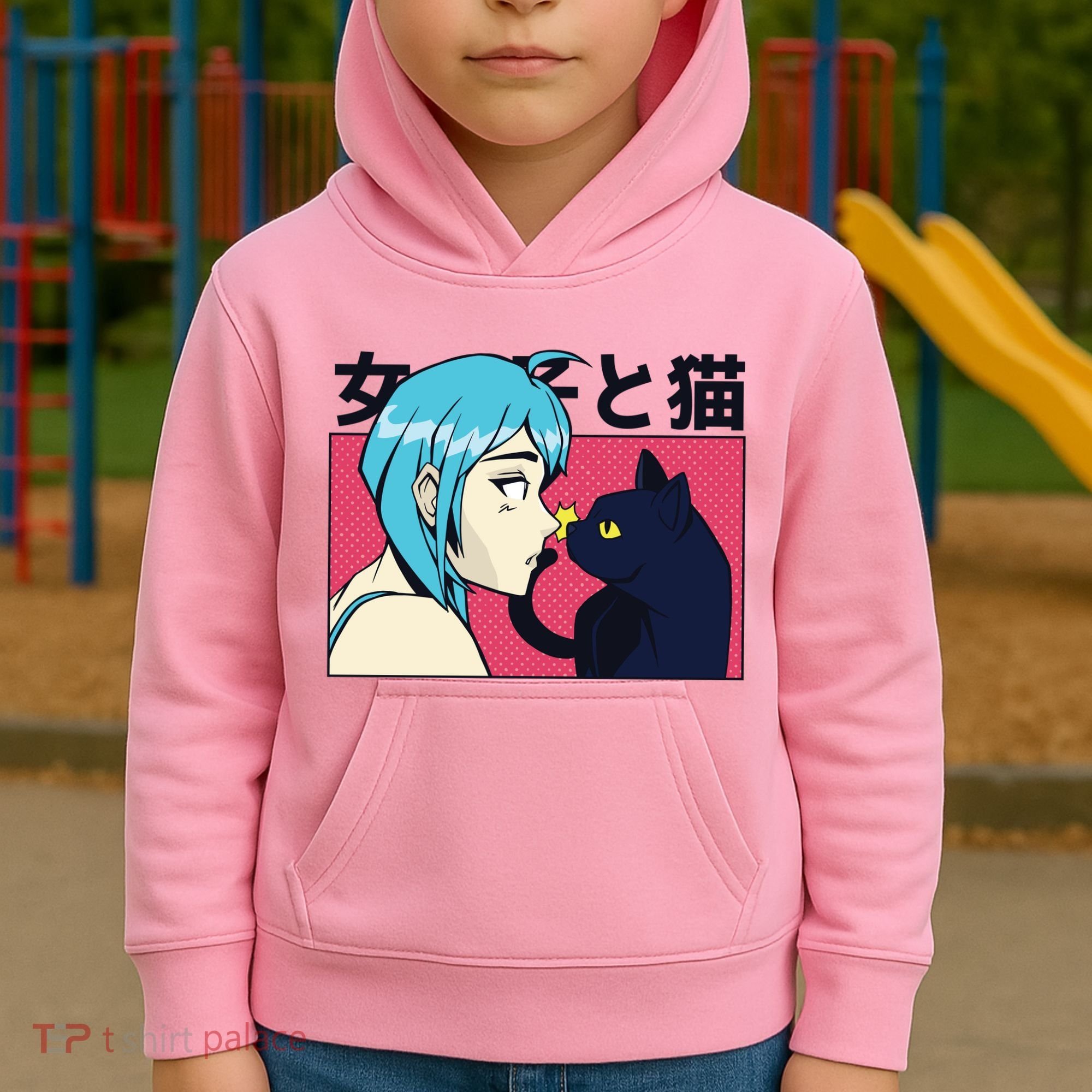 Anime Girl Cat Kids Hoodie