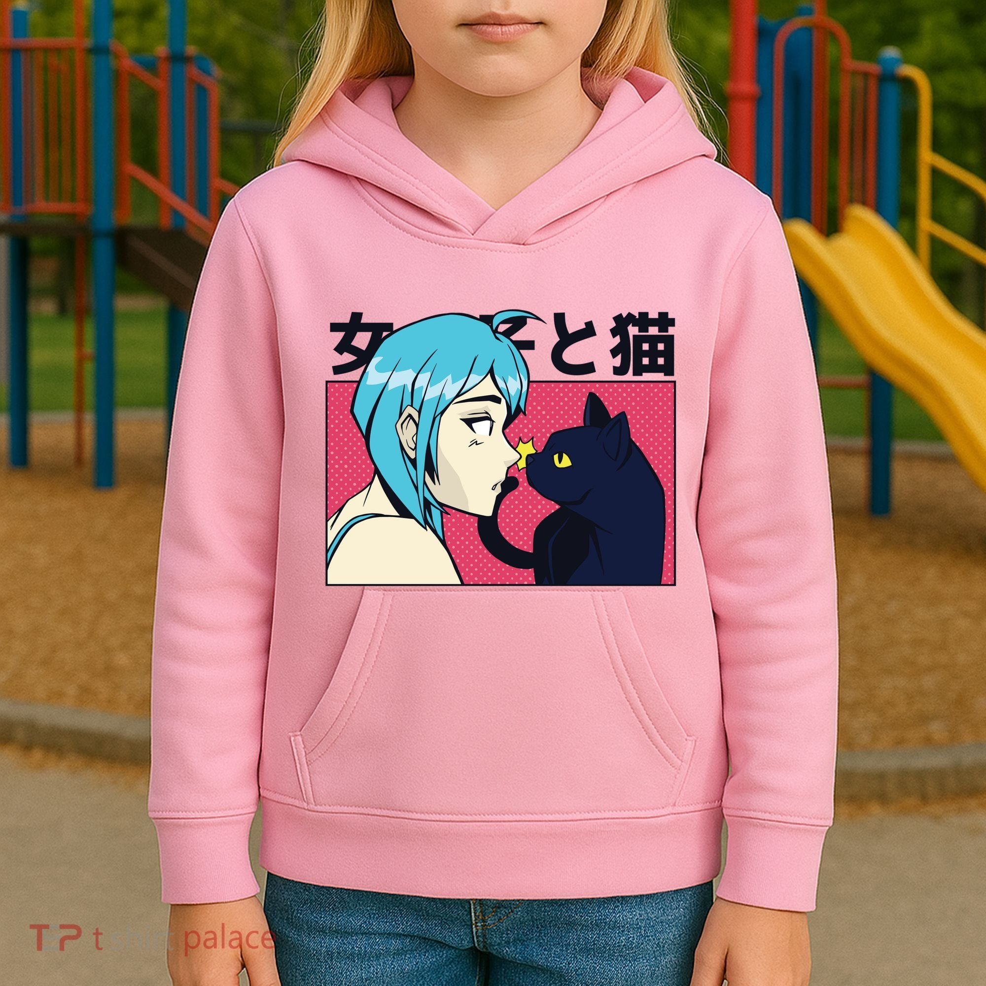Anime Girl Cat Kids Hoodie