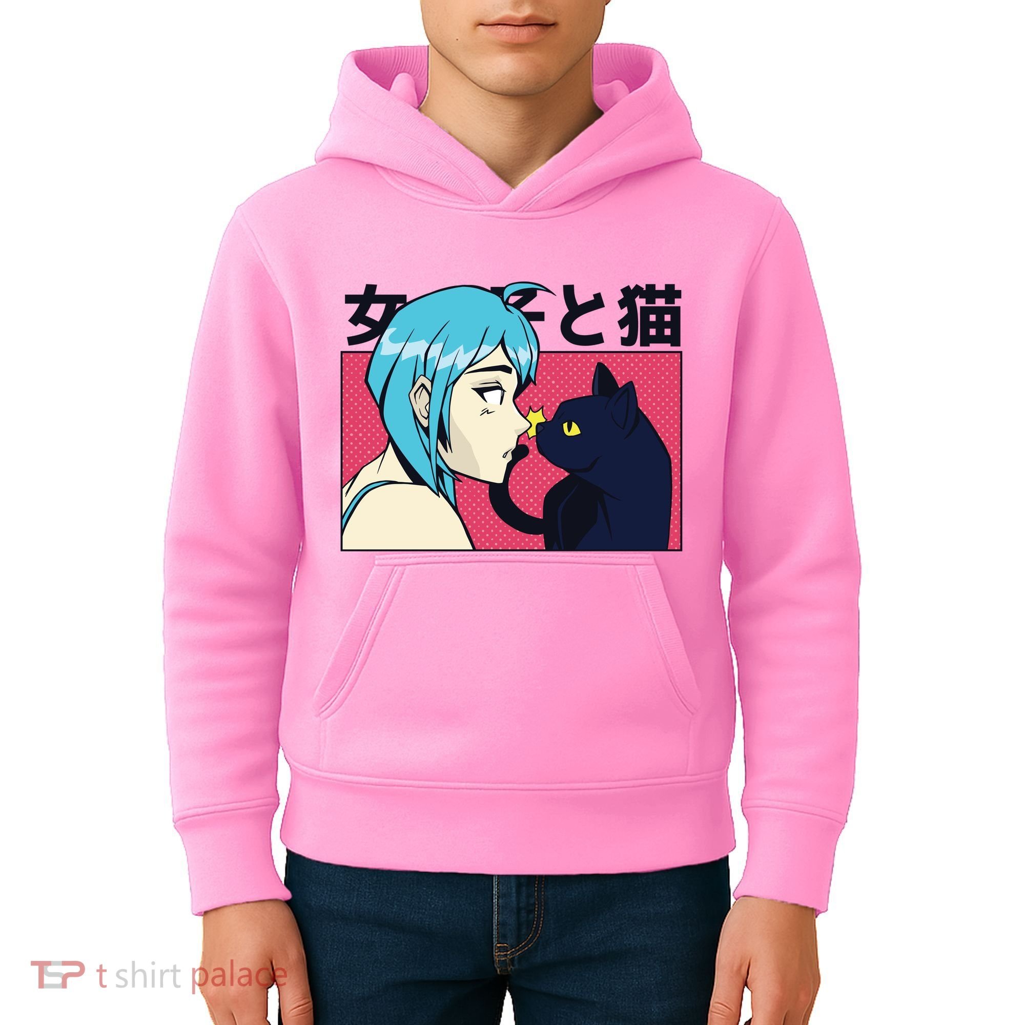 Anime Girl Cat Kids Hoodie