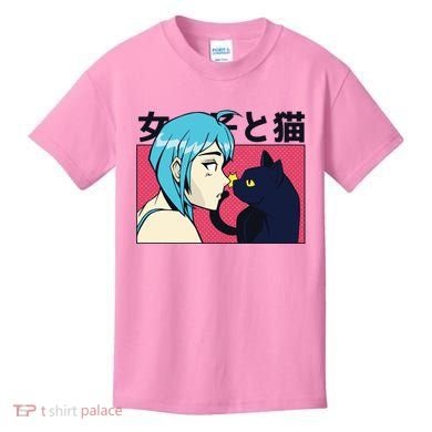 Anime Girl Cat Kids T-Shirt