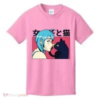 Anime Girl Cat Kids T-Shirt thumb 0