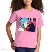 Anime Girl Cat Kids T-Shirt thumb 2