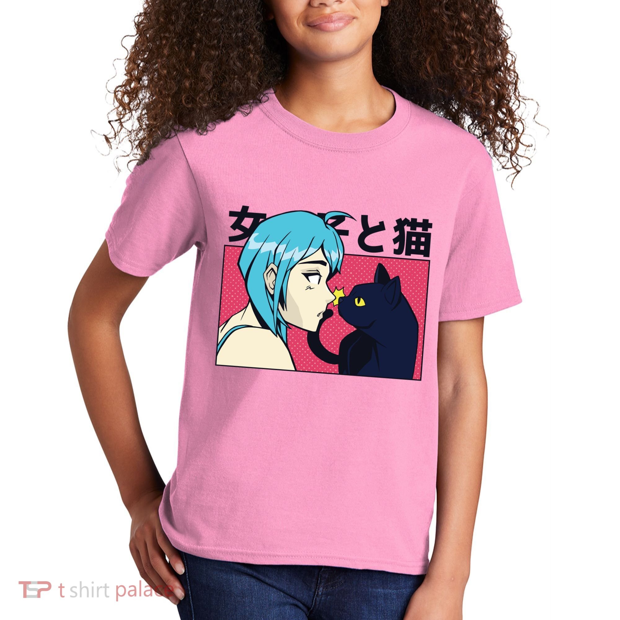 Anime Girl Cat Kids T-Shirt