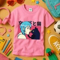 Anime Girl Cat Kids T-Shirt thumb 3