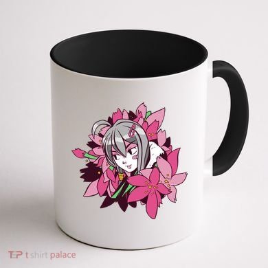 Anime Girl Flowers Coffee Mug back