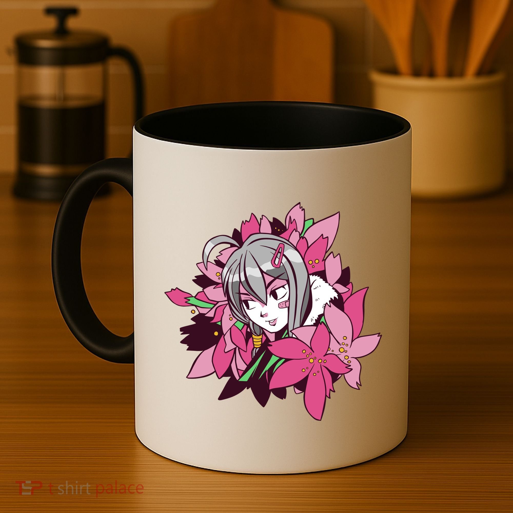 Anime Girl Flowers Coffee Mug