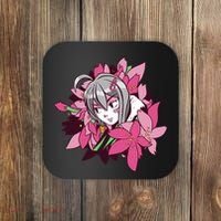 Anime Girl Flowers Coaster thumb 0