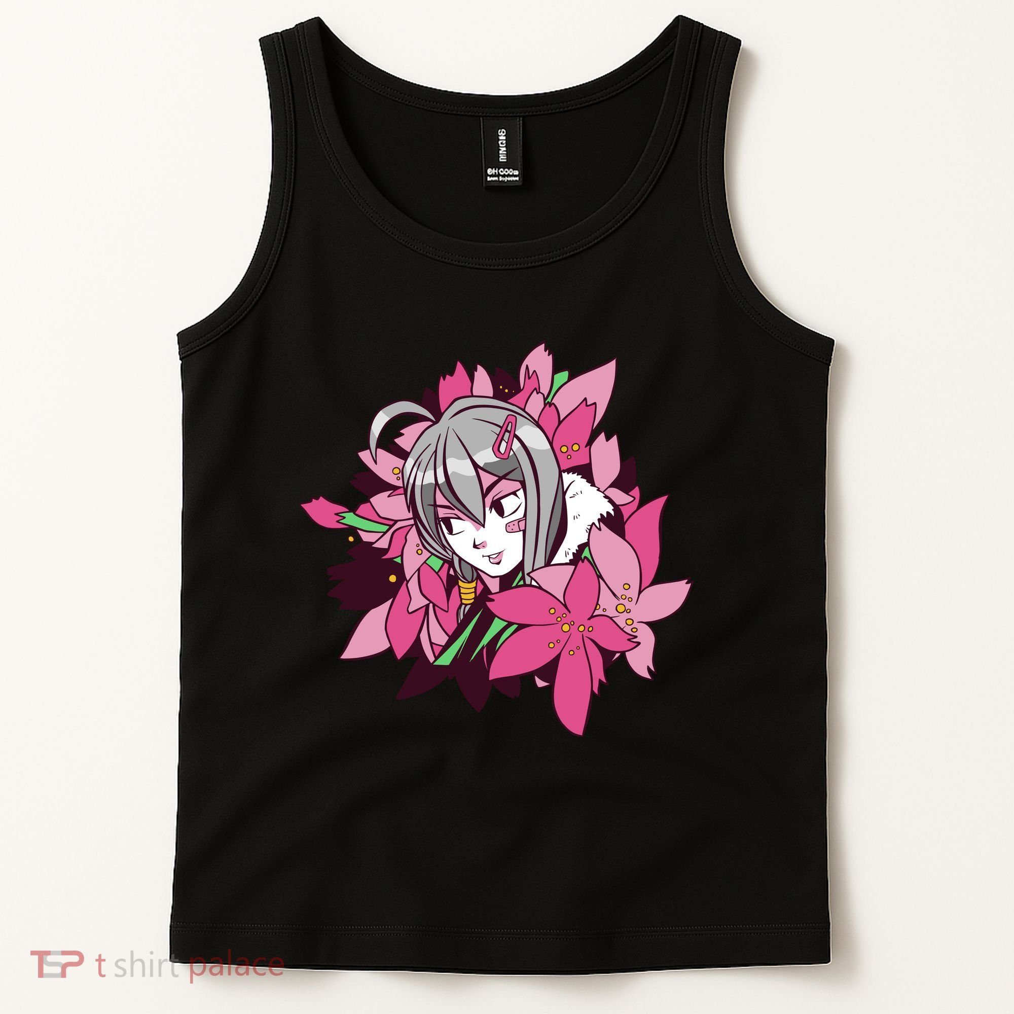 Anime Girl Flowers Tank Top