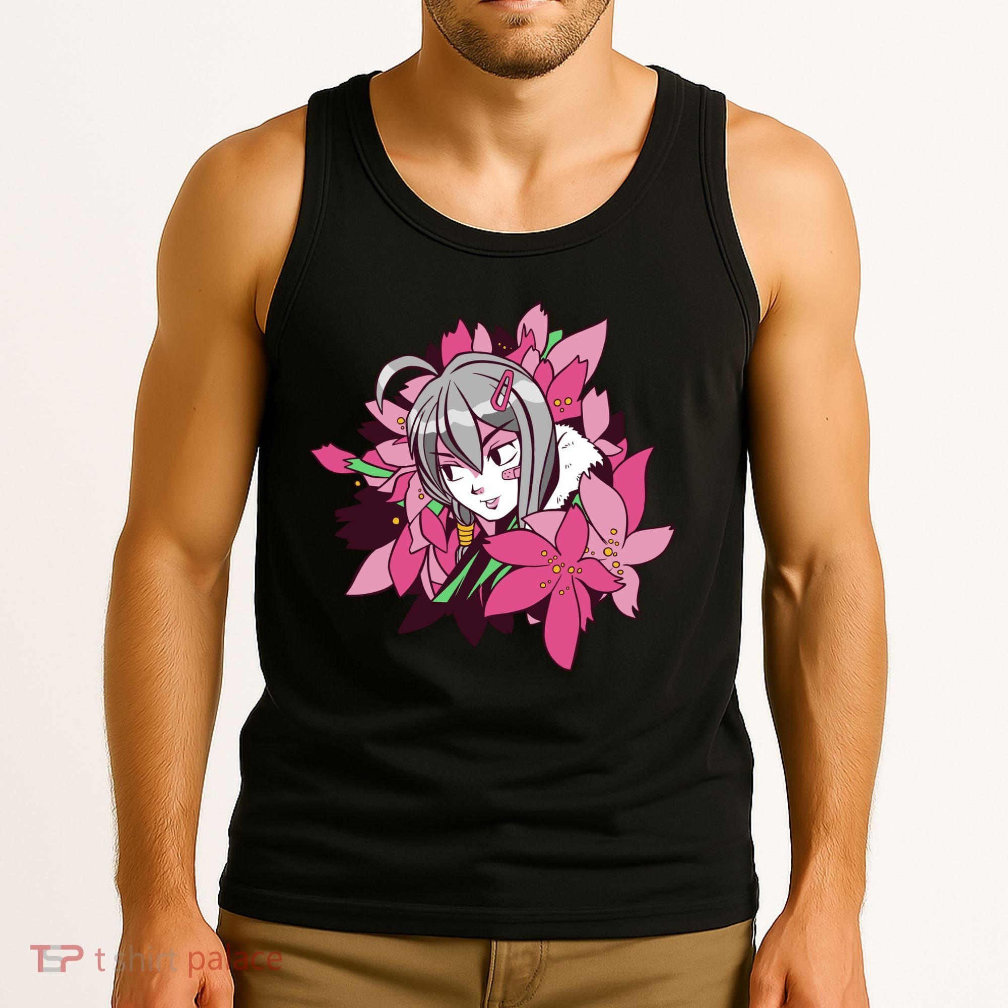Anime Girl Flowers Tank Top