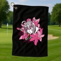 Anime Girl Flowers Golf Towel thumb 1