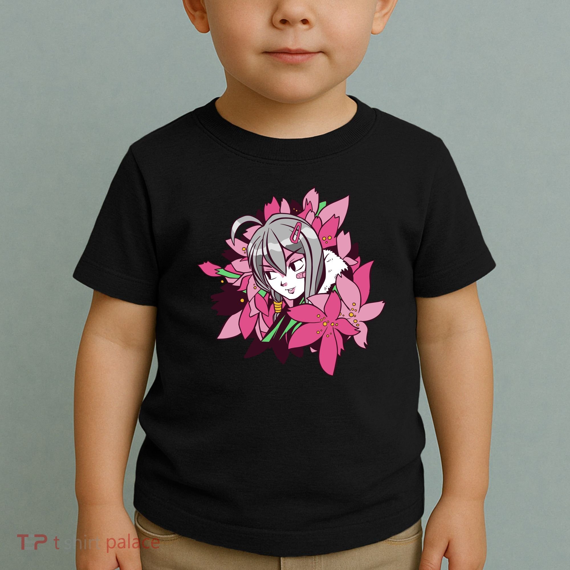 Anime Girl Flowers Toddler T-Shirt