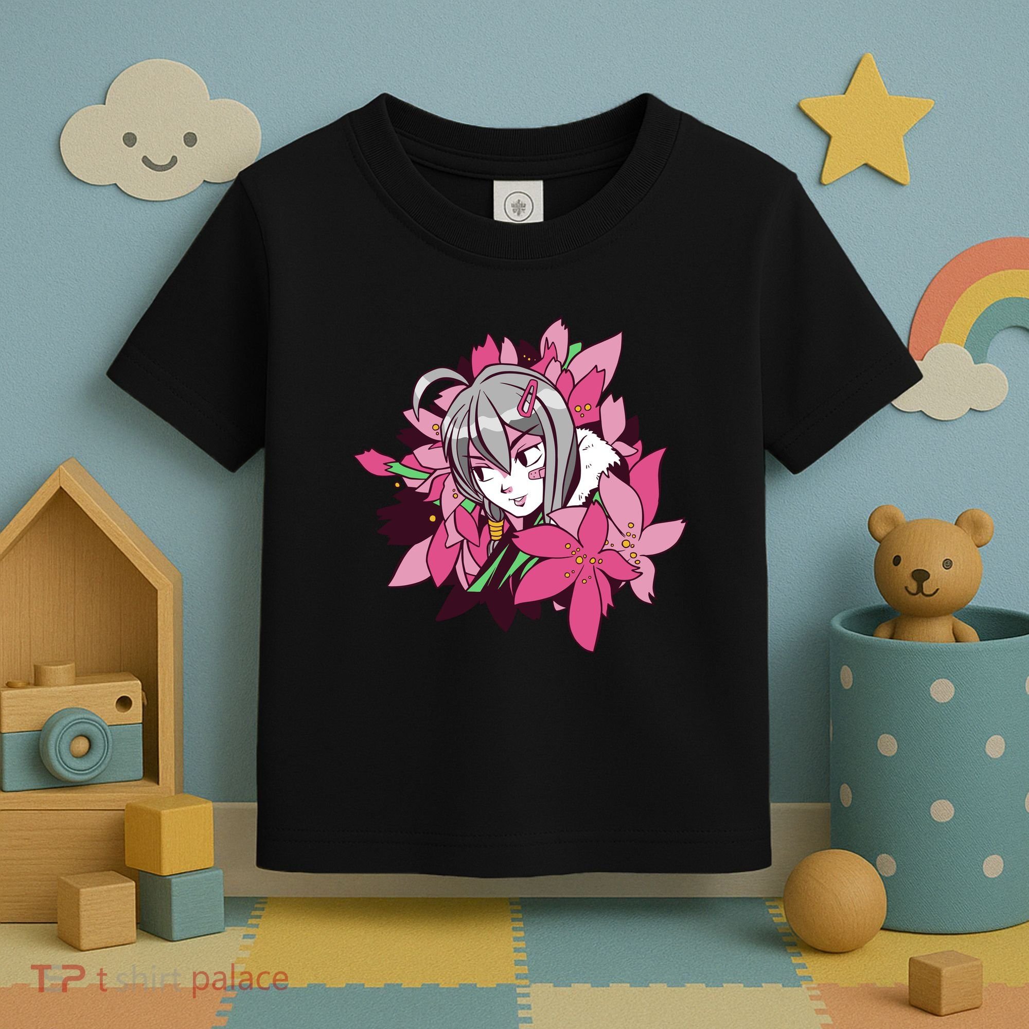 Anime Girl Flowers Toddler T-Shirt