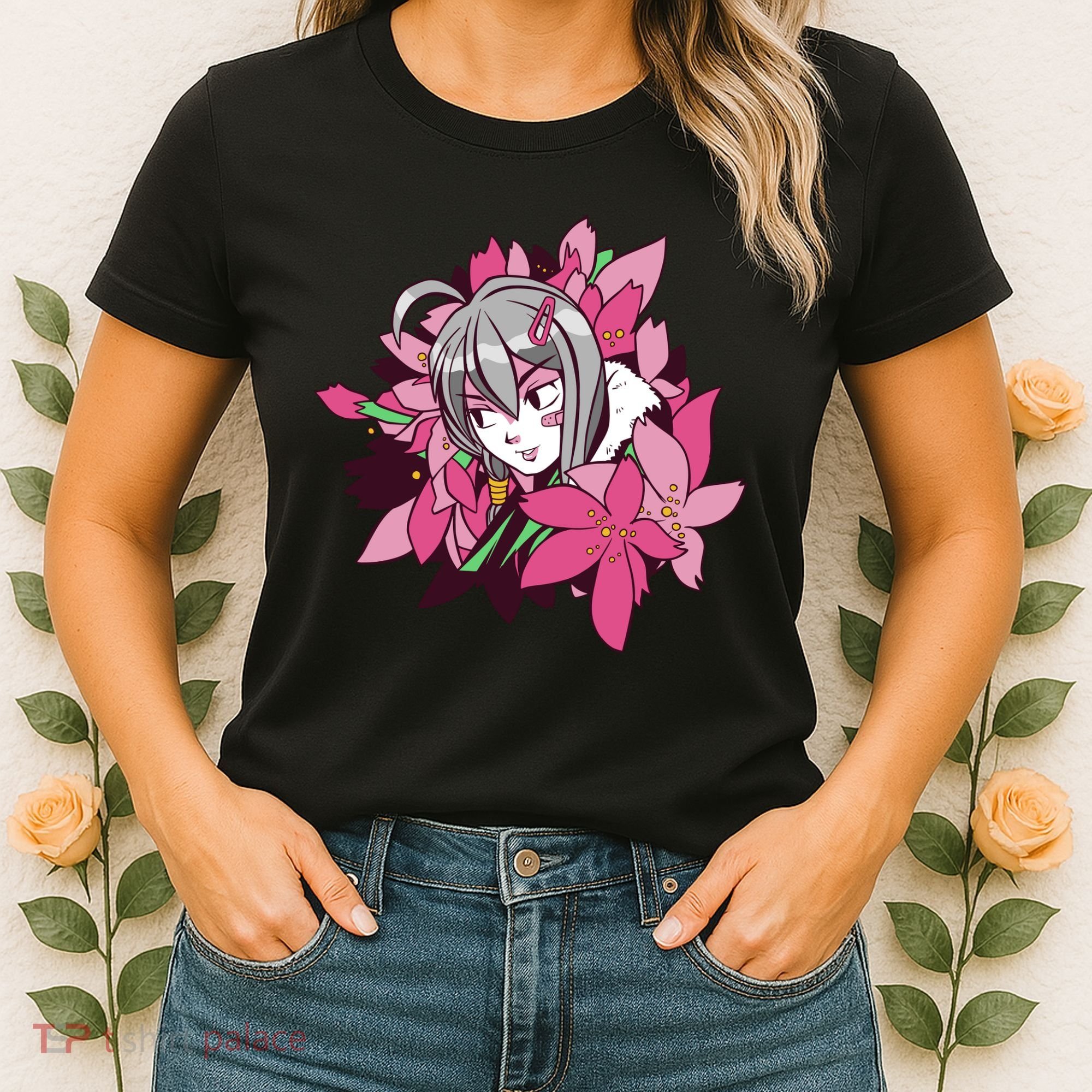 Anime Girl Flowers Women's T-Shirt