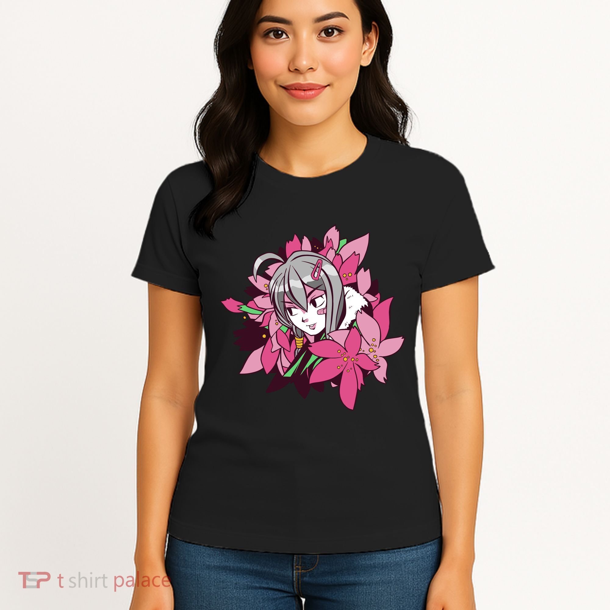 Anime Girl Flowers Women's T-Shirt