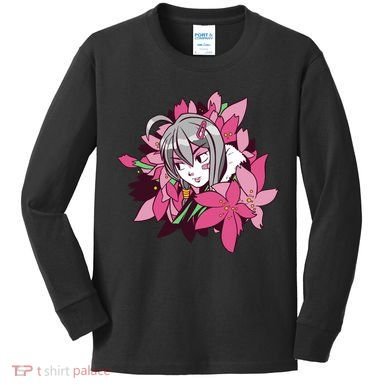 Anime Girl Flowers Kids Long Sleeve Shirt