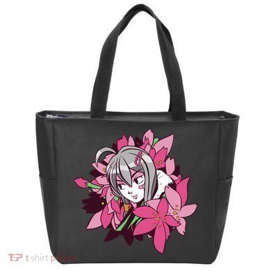 Anime Girl Flowers Tote Bag