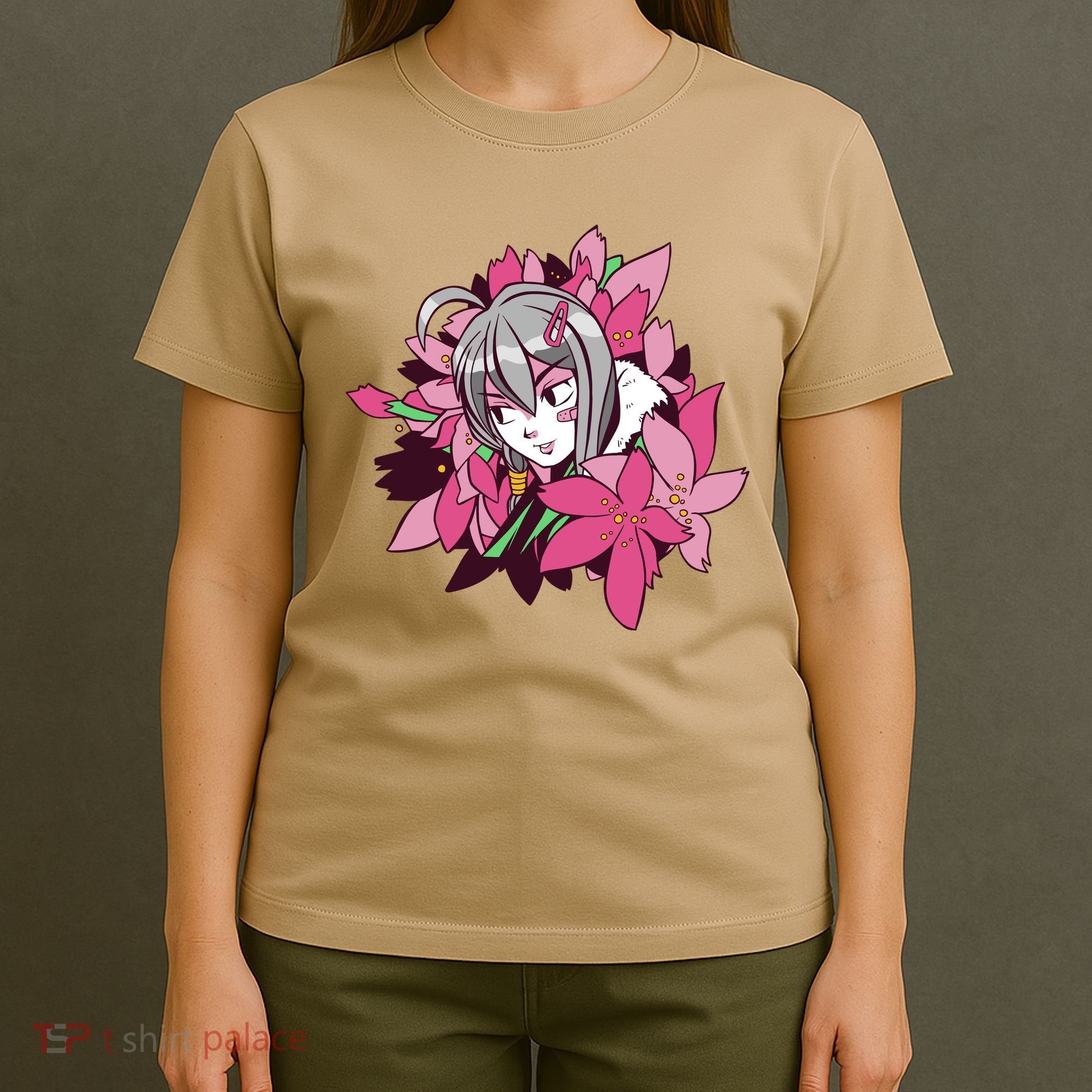 Anime Girl Flowers T-Shirt