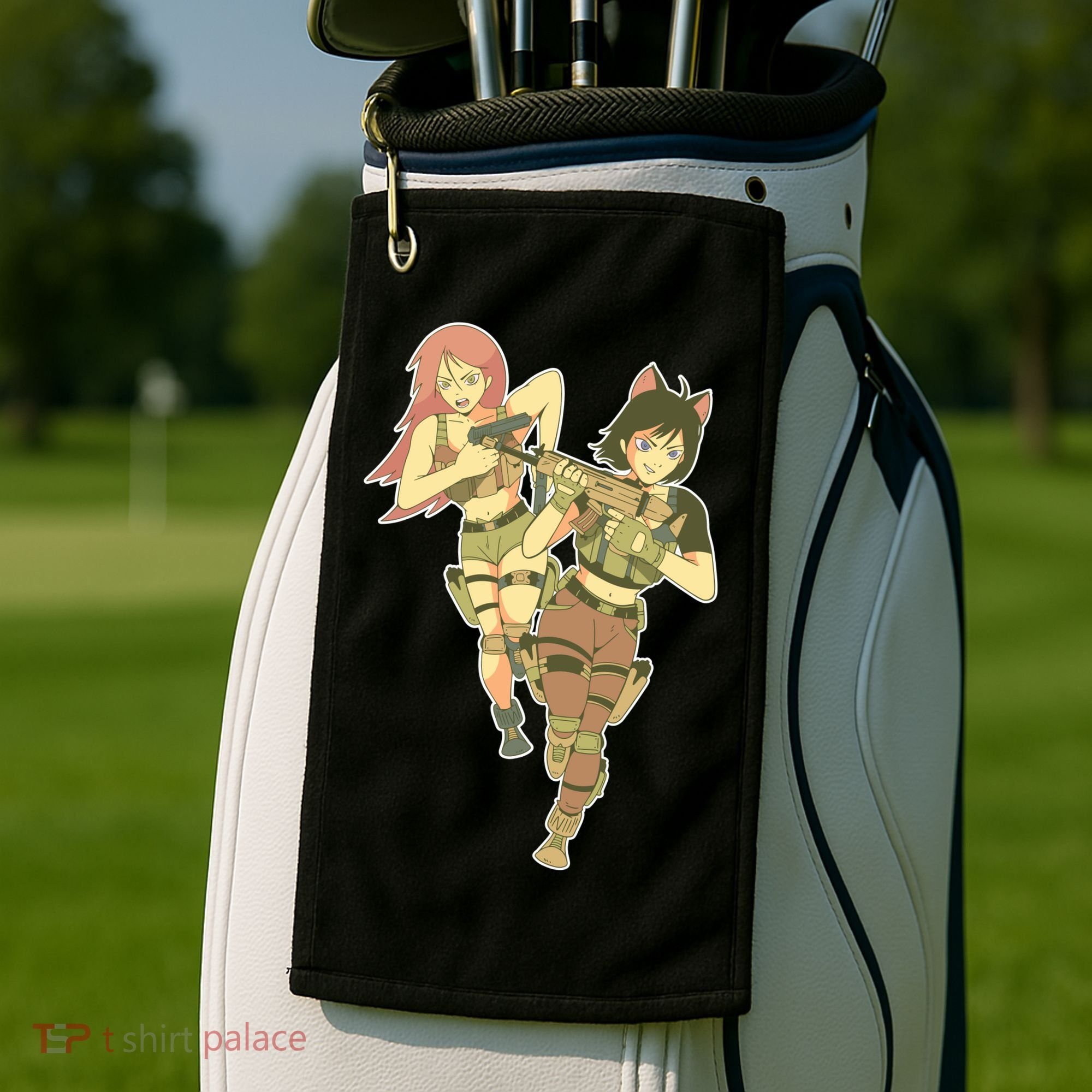 Anime Girl Soldiers Golf Towel