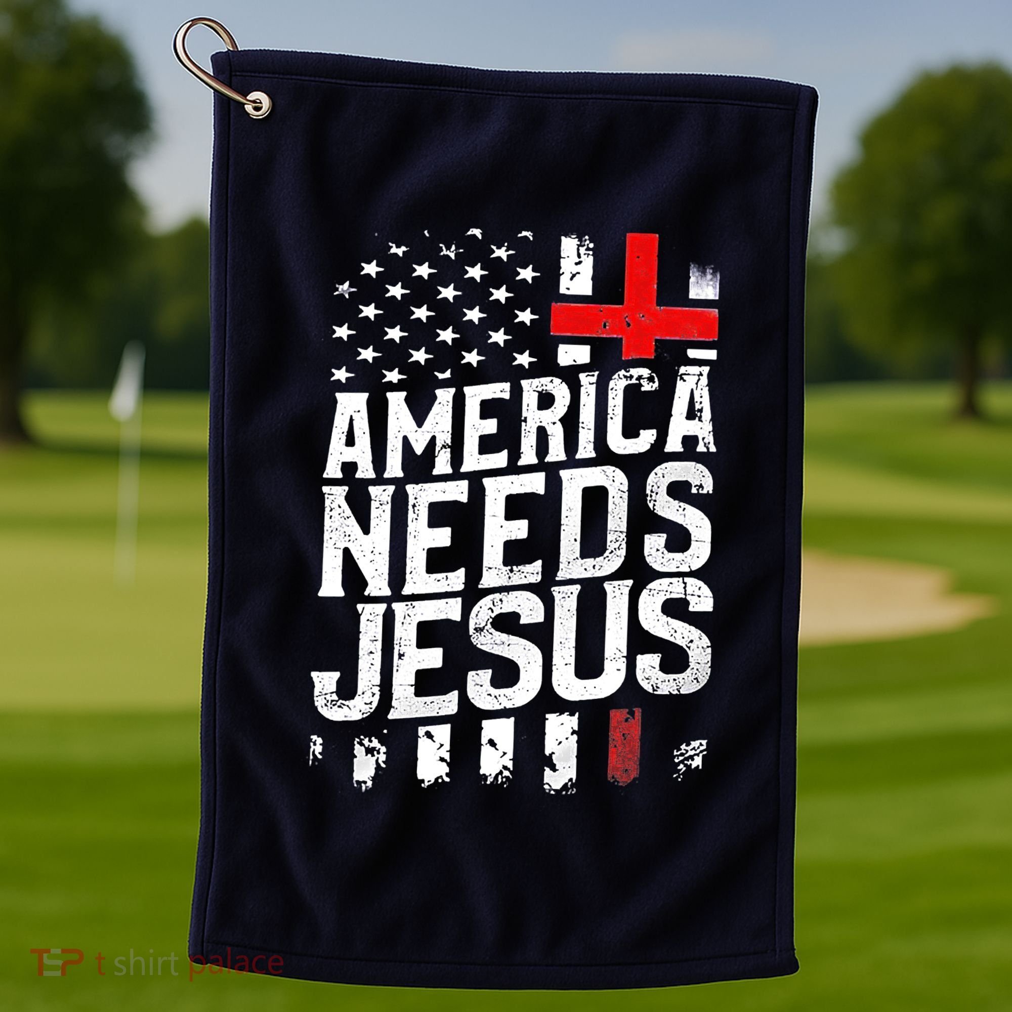America Needs Jesus Golf Towel