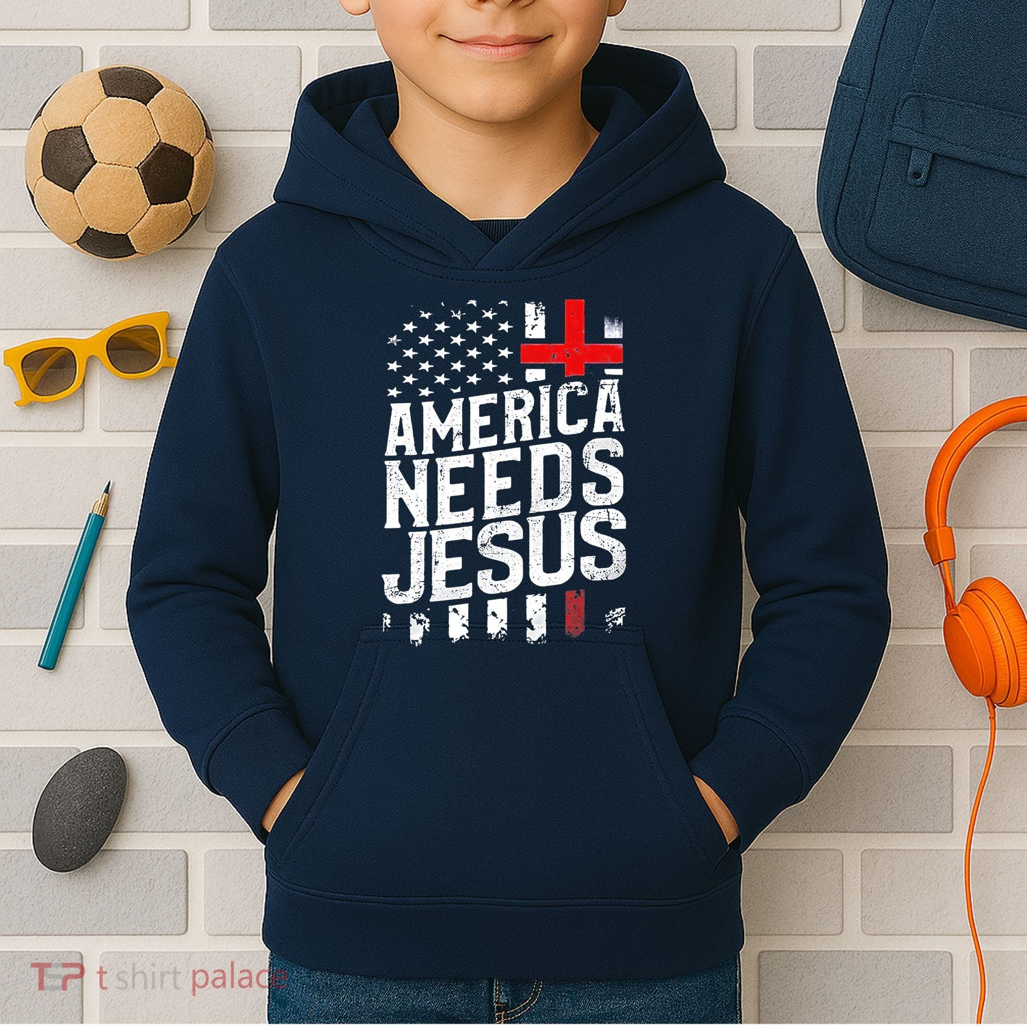America Needs Jesus Kids Hoodie