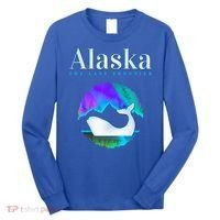 Alaska Northern Lights Orca Whale With Aurora Borealis Meaningful Gift Long Sleeve Shirt thumb 0