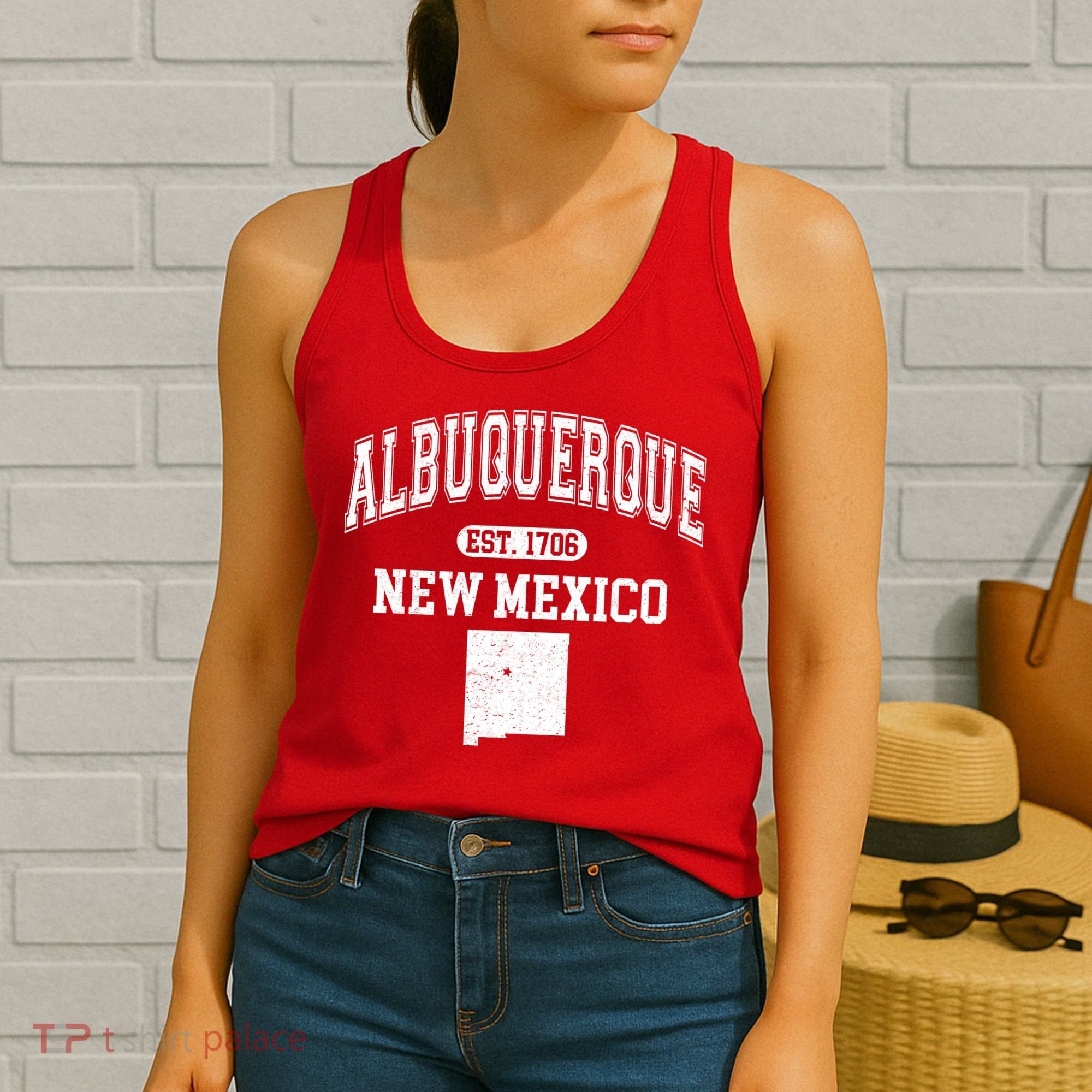 Albuquerque New Mexico Est. 1706 Varsity Women's Tank Top