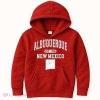 Albuquerque New Mexico Est. 1706 Varsity Kids Hoodie thumb 0