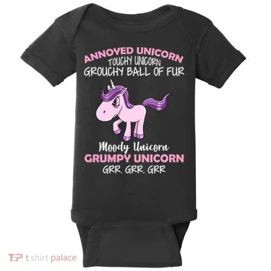 Annoyed Unicorn Funny Baby Bodysuit