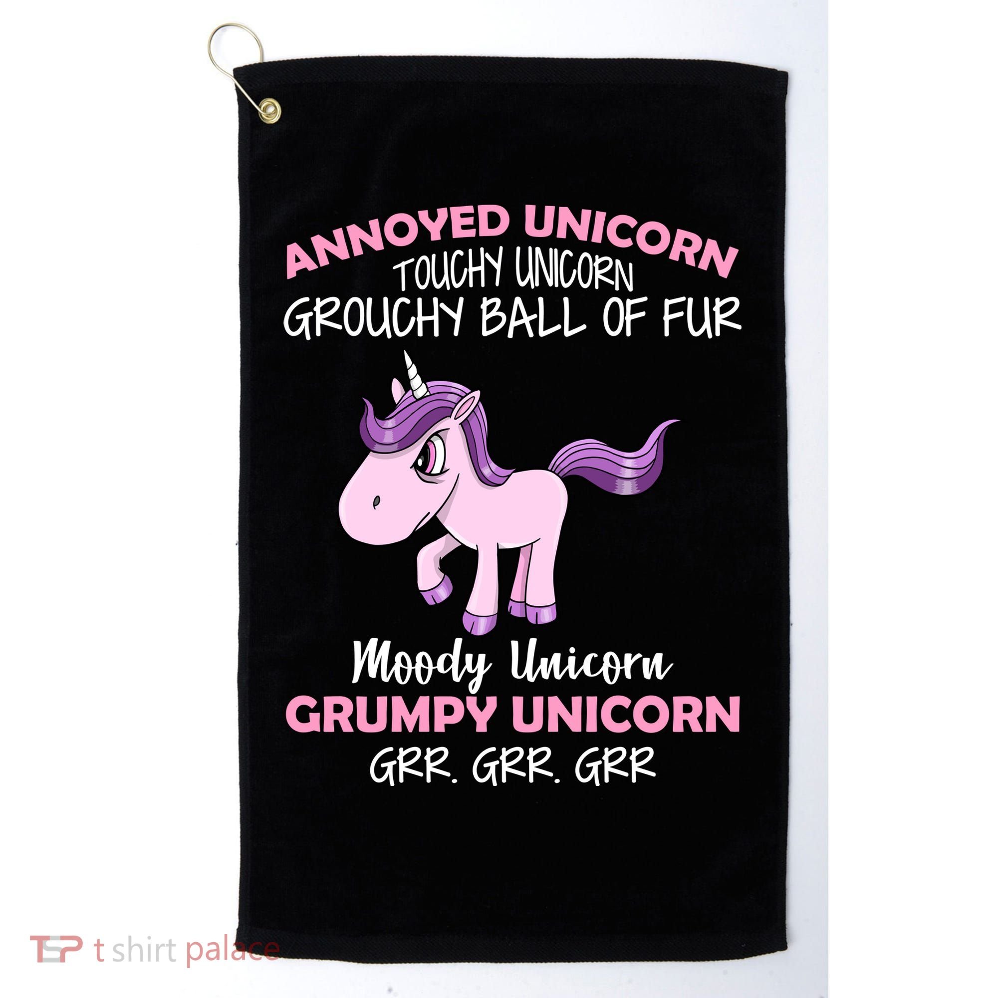 Annoyed Unicorn Funny Golf Towel