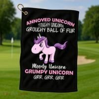 Annoyed Unicorn Funny Golf Towel thumb 1