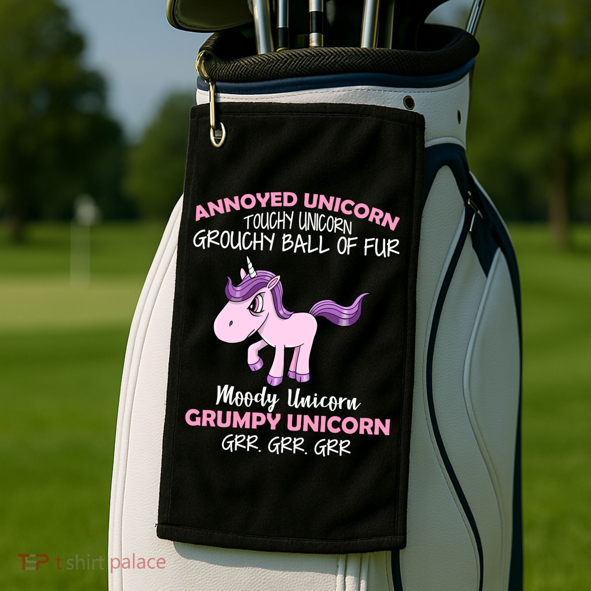 Annoyed Unicorn Funny Golf Towel