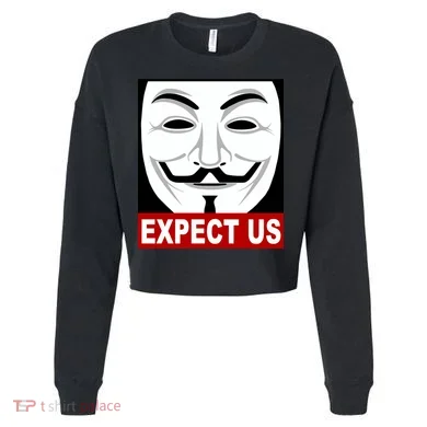 Anonymous Expect Us Internet Cropped Pullover Crew