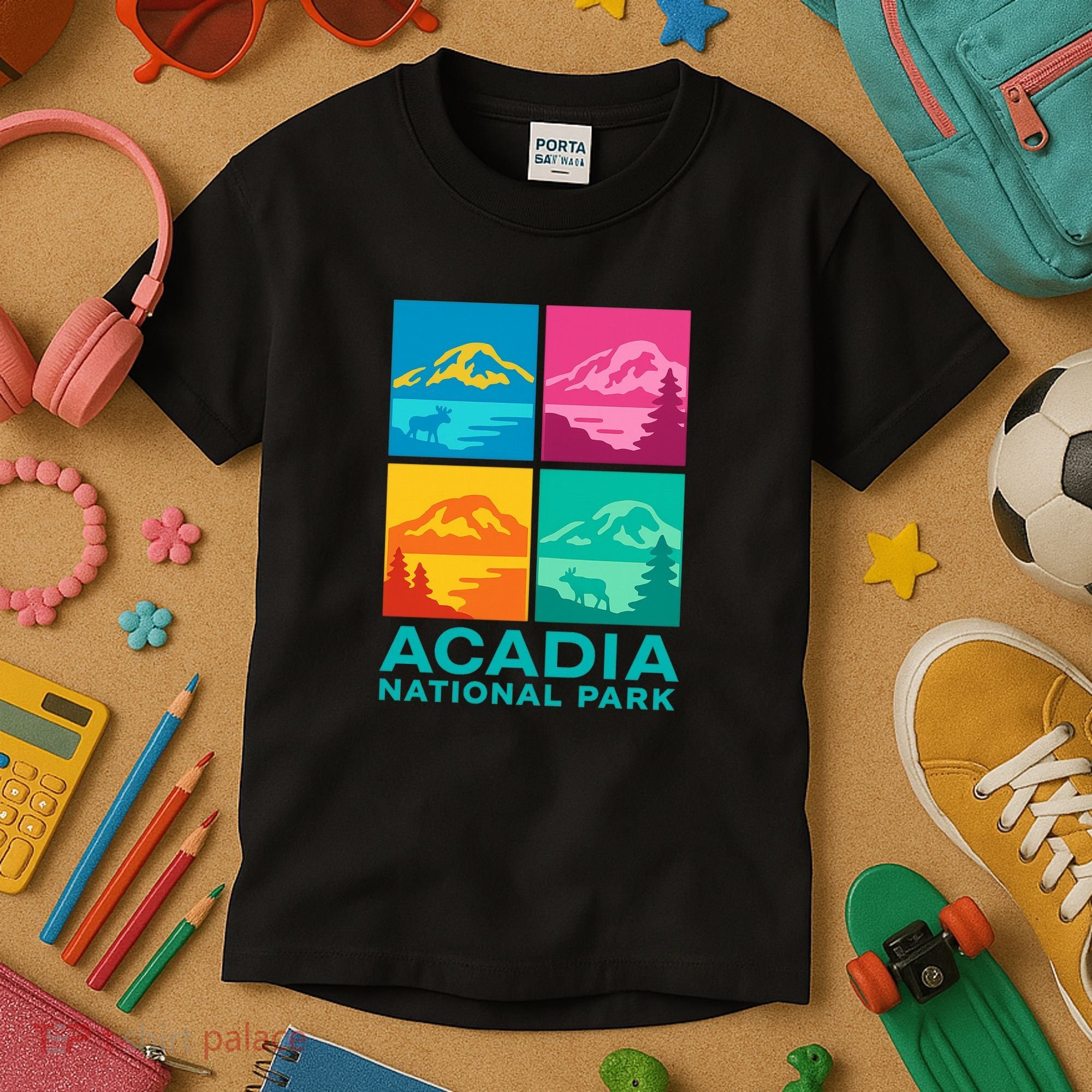 Acadia National Park Warhol Style Kids T-Shirt