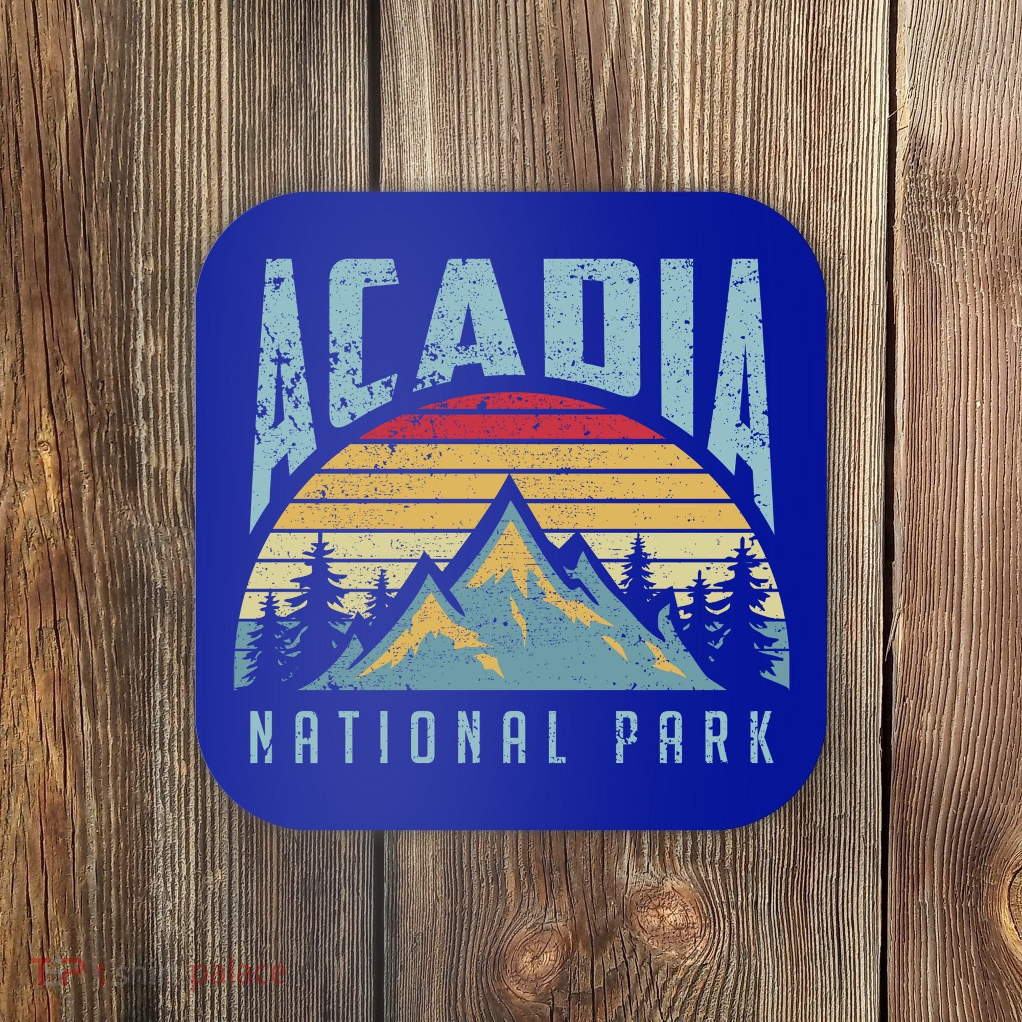 Acadia National Park Maine Mountains Retro Gift Coaster